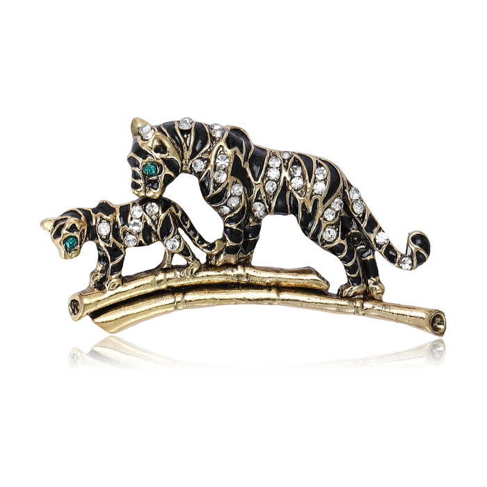 Metal Alloy Tiger Animal Brooch For Elegant Apparel Decoration
