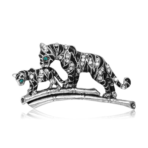 Metal Alloy Tiger Animal Brooch For Elegant Apparel Decoration