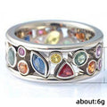 Delicate Geometric Hollow Zircon Multi Color Ring For Women, Minimalist Fashion Jewelry view 4