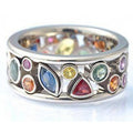 Delicate Geometric Hollow Zircon Multi Color Ring For Women, Minimalist Fashion Jewelry view 3