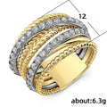 Fashion Multi Band Two Tone Plated Micro Pave Zircon Line Ring For Women Trendy Jewelry view 2