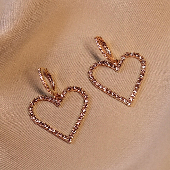 Simple Heart Shape Large Hoop Earrings For Women, European Party Nightclub Fashion Dangle Jewelry