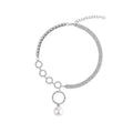 European Style Alloy Pearl Choker Necklace With Full Rhinestone Large Round Hoop Design view 5
