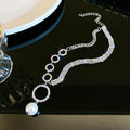 European Style Alloy Pearl Choker Necklace With Full Rhinestone Large Round Hoop Design view 4