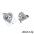 Simple Cute Heart Zircon Stud Earrings For Women, European American Versatile Ear Jewelry view 5
