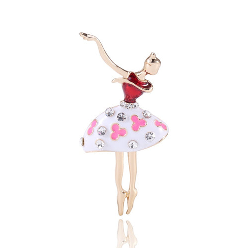 Alloy Rhinestone Ballerina Brooch Pin For Creative Fashion Accessories