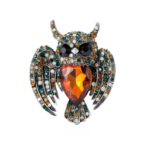 Alloy Vintage Long Wing Owl Brooch For Clothing Accessories