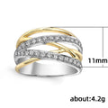 Delicate Geometric Line Two Tone Micro Paved Zircon Women Ring, Fashion Finger Jewelry view 3