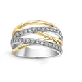 Delicate Geometric Line Two Tone Micro Paved Zircon Women Ring, Fashion Finger Jewelry view 2