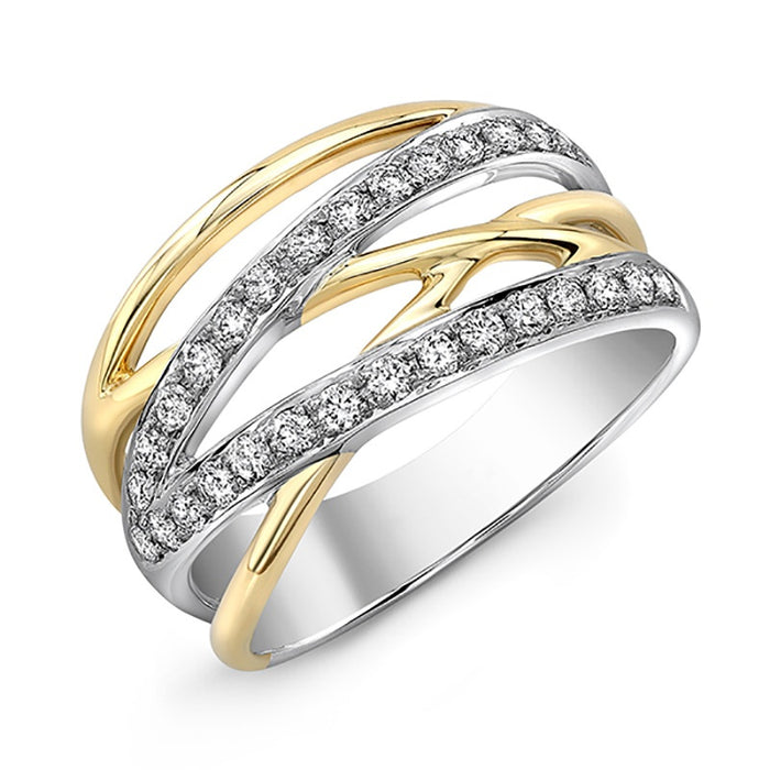 Delicate Geometric Line Two Tone Micro Paved Zircon Women Ring, Fashion Finger Jewelry