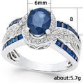 Vintage Women Ring With Blue Zircon Stone, European Style Versatile Fashion Jewelry view 5
