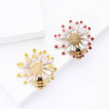 Alloy Enamel Bee Daisy Brooch Pin For Women's Apparel Decoration view 2