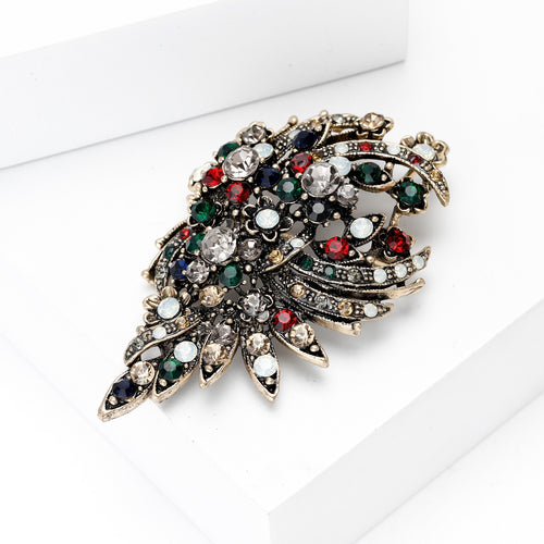 Vintage Alloy Rhinestone Brooch Pin For Fashion Garments And Lapels