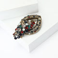 Alloy Rhinestone Vintage Brooch With Red Green Stones For Women's Clothing view 3