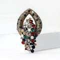 Alloy Rhinestone Vintage Brooch With Red Green Stones For Women's Clothing view 2
