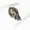 Alloy Rhinestone Vintage Brooch With Red Green Stones For Women's Clothing view 4