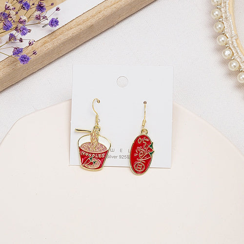 925 Silver Needle Korean Cute Cartoon Asymmetric Crab Hot Pot Cloud Fan Earrings For Women
