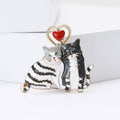 Alloy Enamel Couple Cat Brooch For Women's Apparel view 2