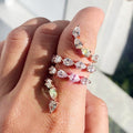Creative Long Line Swirl Design Women Ring With Zircon, Fashion Statement Finger Jewelry view 2