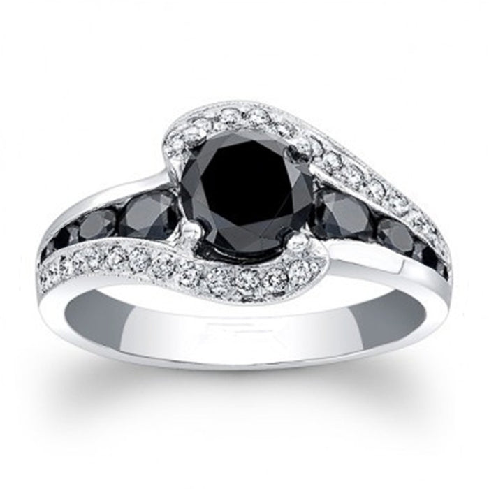 Fashion OL Women's Ring With Black Zircon Inlay Holiday Gift Jewelry Accessory