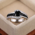 Fashion OL Women's Ring With Black Zircon Inlay Holiday Gift Jewelry Accessory view 2
