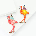 Alloy Enamel Flamingo Girl Brooch Pin For Fashion Animal Accessories view 2