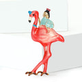 Alloy Enamel Flamingo Girl Brooch Pin For Fashion Animal Accessories view 4