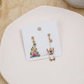 Enamel Cartoon Dinosaur Rocket Hot Air Balloon Rabbit Lollipop Asymmetric 925 Silver Needle Earrings view 2