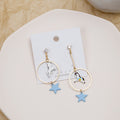Enamel Cartoon Dinosaur Rocket Hot Air Balloon Rabbit Lollipop Asymmetric 925 Silver Needle Earrings view 4