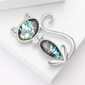 Natural Mother Of Pearl Cat Brooch Pin For Vintage Apparel view 2