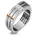 Punk Two Tone Electroplated Zircon Inlaid Ring, European American Fashion Finger Jewelry view 1
