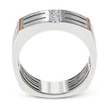 Punk Two Tone Electroplated Zircon Inlaid Ring, European American Fashion Finger Jewelry view 3