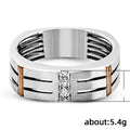 Punk Two Tone Electroplated Zircon Inlaid Ring, European American Fashion Finger Jewelry view 4