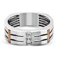 Punk Two Tone Electroplated Zircon Inlaid Ring, European American Fashion Finger Jewelry view 2
