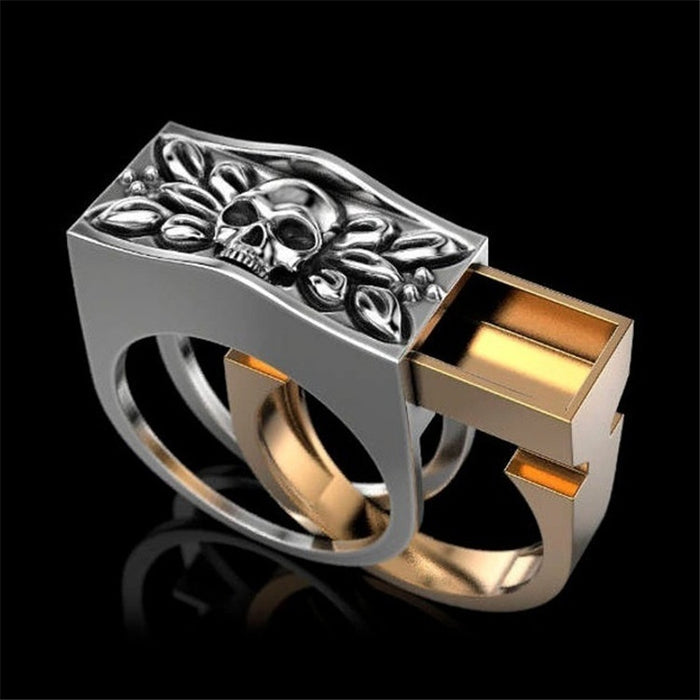 European Punk Skull Men's Ring Set, Creative Hidden Secret Compartment Ring Accessories