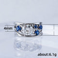Delicate Women's Hollow Geometric Line Ring With Two Color Zircon Inlay, Versatile Jewelry view 3