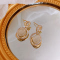 Alloy Silver Pin 3D Geometric Cat Eye Drop Earrings For Women Korean Versatile Style view 3