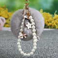 Letter D Pearl Loop Plush Pom Pom Keychains in Fifteen Colors view 8
