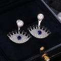 Women's Angel Eye Stud Earrings With Zircon And Faux Pearl, European Luxury Fashion Jewelry view 3