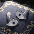 Women's Angel Eye Stud Earrings With Zircon And Faux Pearl, European Luxury Fashion Jewelry view 4
