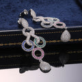 Trendy Street Style Contrast Color Long Drop Earrings Light Luxury Zircon Earrings For Women view 4