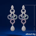 Trendy Street Style Contrast Color Long Drop Earrings Light Luxury Zircon Earrings For Women view 5