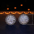 Luxury Full Rhinestone Round Flower Stud Earrings For Women Party Wedding Jewelry Accessories view 5