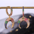 Ethnic Style Lucky Crescent Moon Drop Earrings, Trendy Street Fashion Jewelry view 4