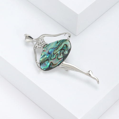 Alloy Abalone Shell Dancing Girl Brooch For Fashion Apparel Accessories