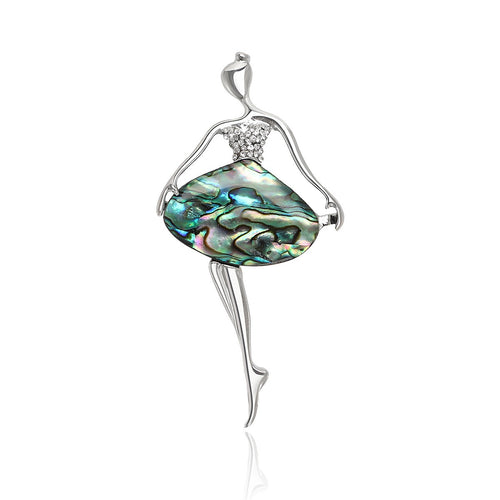 Alloy Abalone Shell Dancing Girl Brooch For Fashion Apparel Accessories