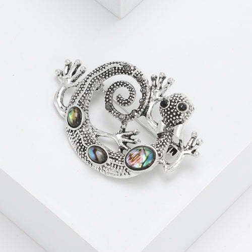 Alloy Shell Lizard Gecko Brooch Pin For Vintage Animal Lapel Decoration