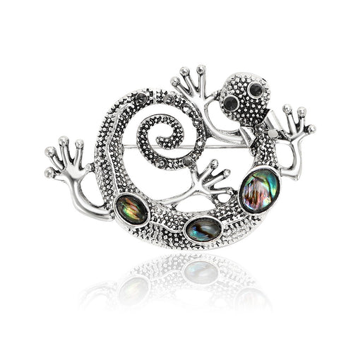 Alloy Shell Lizard Gecko Brooch Pin For Vintage Animal Lapel Decoration