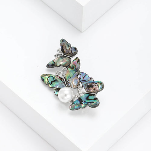 Alloy Natural Abalone Shell Butterfly Brooch Pin For Women's Clothing