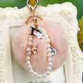 Letter D Pearl Loop Plush Pom Pom Keychains in Fifteen Colors view 11